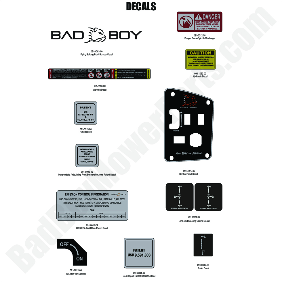3361 - Bad Boy Mower Parts Lookup > 2024 > Maverick HD > Decals - 1